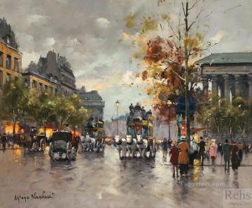 Antoine Blanchard Painting - antoine blanchard omnibus on the place de la madeleine